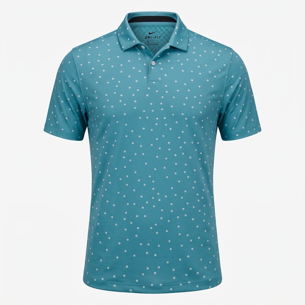 Nike Dri-FIT Golf Polo Mens Small Tall Teal Blue Floral CI9784-486 Short Sleeve
